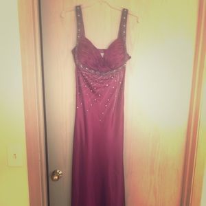 Purple silk dress with beading detail